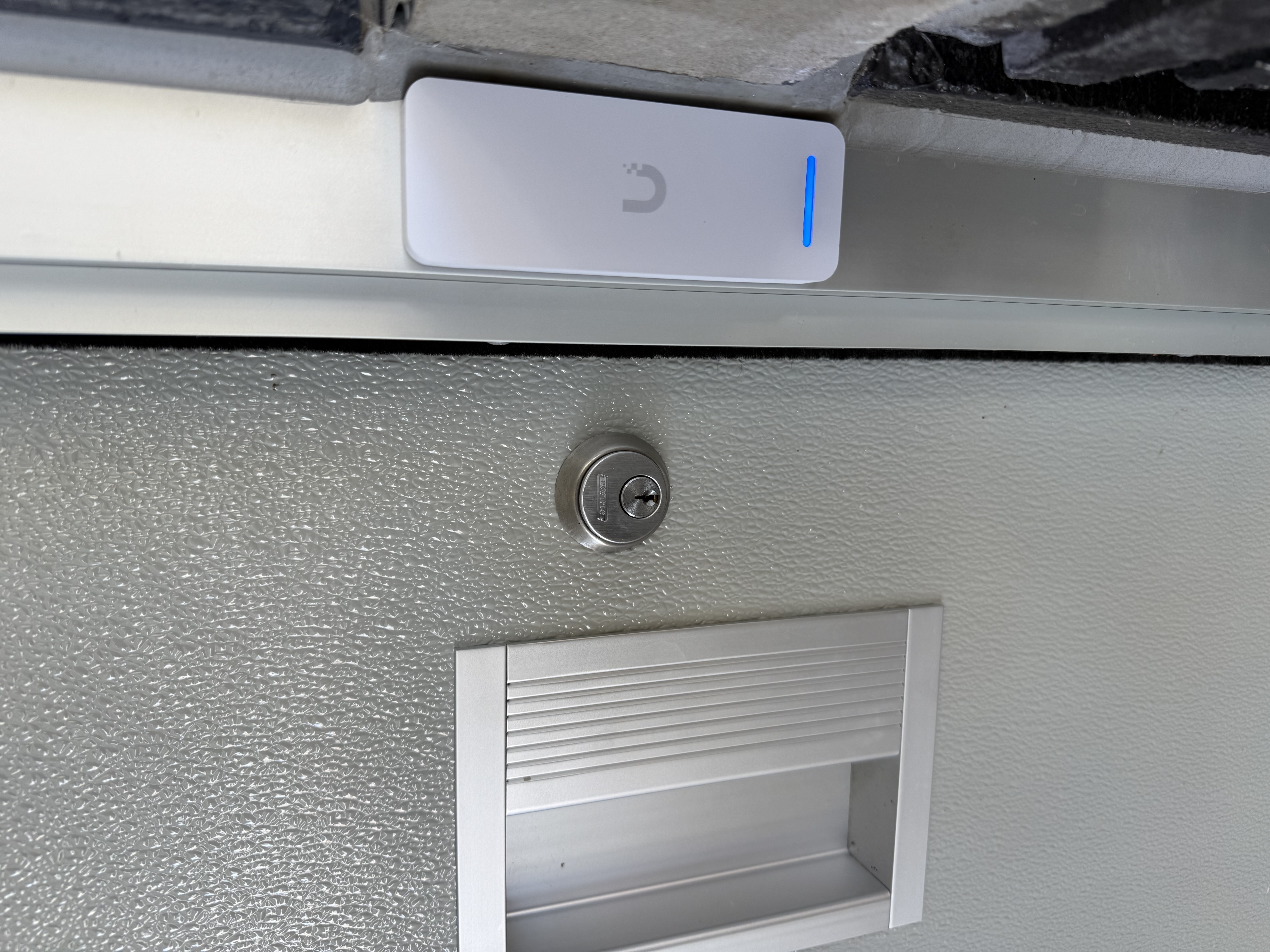Close-up of installed UniFi credential reader